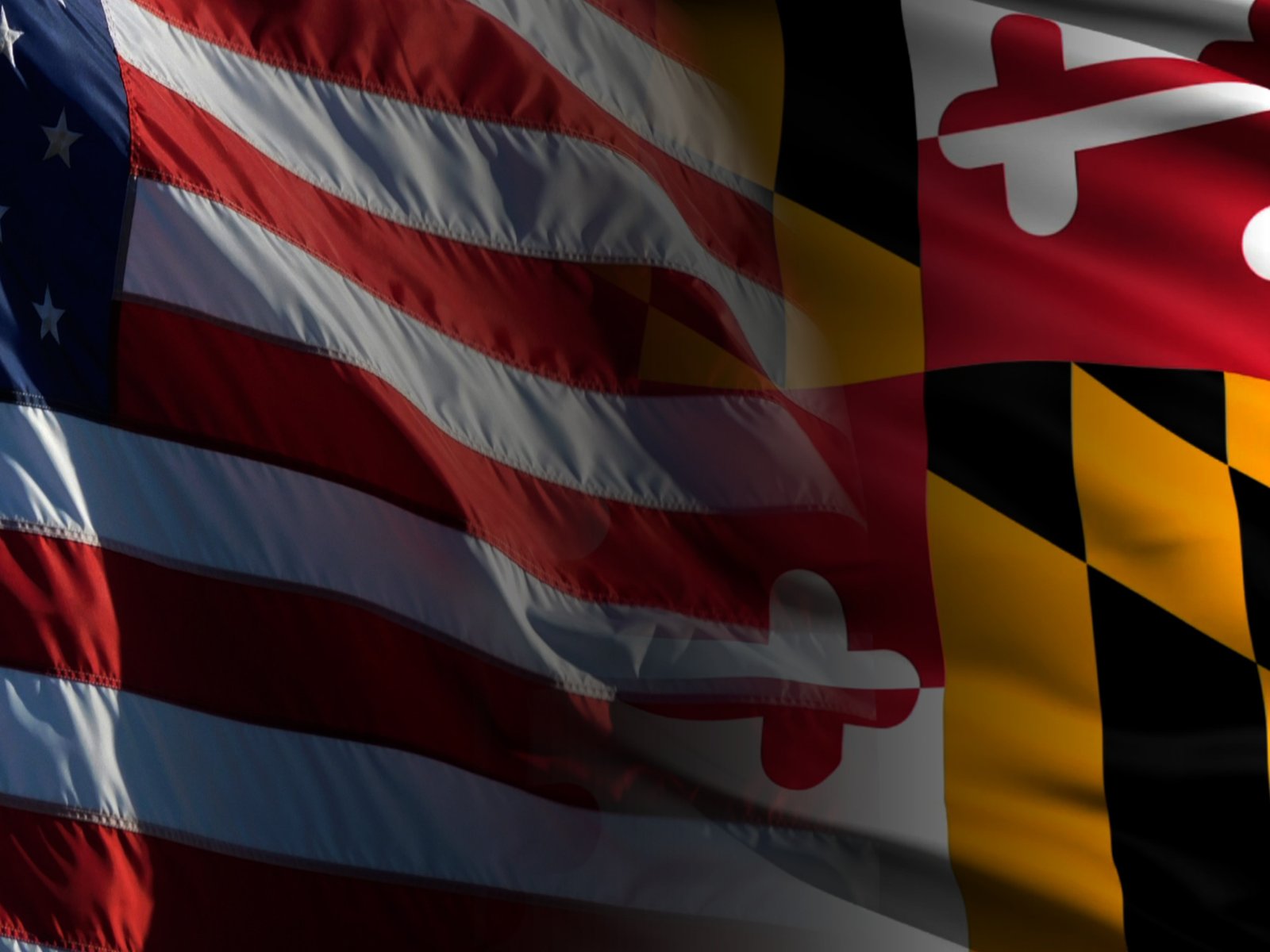 American flag fading into Maryland flag