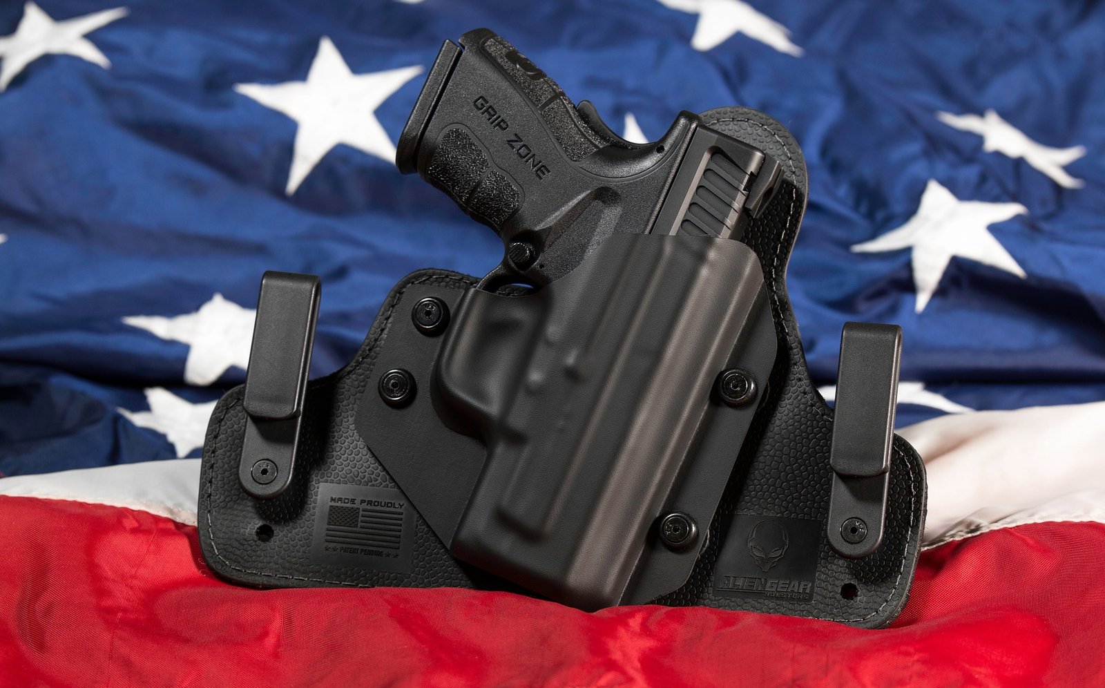 firearm on a flag